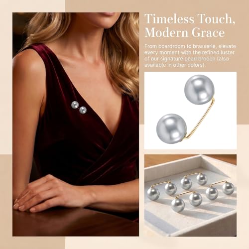 Pearl Brooches Pins, Faux Pearl Sweater Shawl Clip - color: Grey, 8pcs