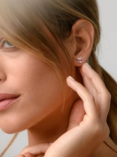 Suplight Butterfly Stud Earrings 925 Sterling Silver 14K Gold Brithstone Earrings for Women Brithstone Jewelry Gifts - color: 01.January ( Garnet), size: Silver