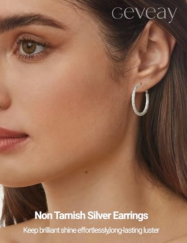 3MM Wide Silver Hoop Earrings for Women Hypoallergenic 925 Sterling Silver Post Hoop Earrings Lightweight Large Big Twisted Silver Hoop Earrings for Everyday Wear 30MM/40MM/50MM - color: 30MM Sillver