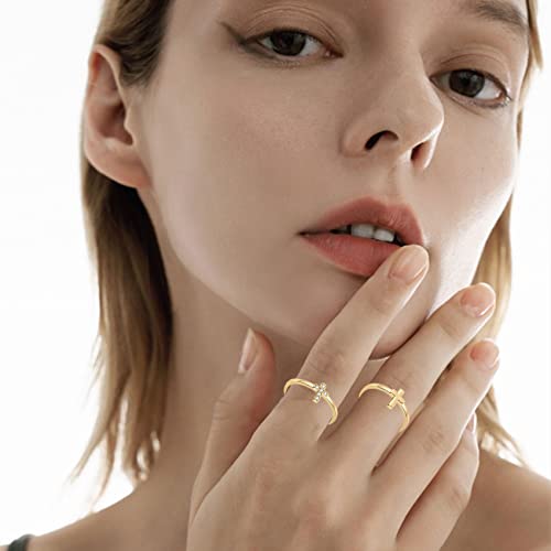 Honsny 14K Gold Plated Stacking Rings Set for Women, Stackable Thumb Rings Thin Dainty Silver Rings for Women Wedding Eternity Band Simple Rose Gold Ring Size 4-11