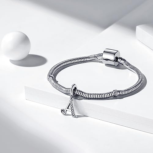 BETTY&SARAH 925 Sterling Silver Letter Charms for Bracelets and Necklace Alphabet Initial Pendant Jewelry Gift for Women - color: Pendant A