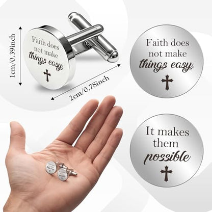 Mens Christian Gifts Inspirational Bible Verse Catholic Religious Spiritual Gifts Faith Based God Biblical Gift Fathers Day Birthday Presents Unique Christmas Gift Stainless Steel Cuff Links Cufflinks