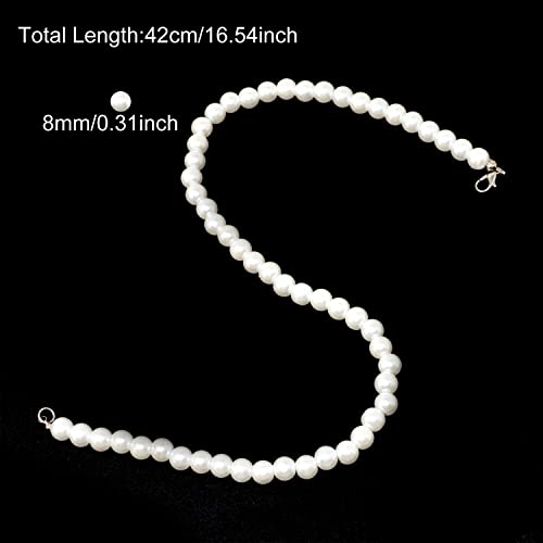 Honbay 6PCS Faux Pearl Necklaces Glass Round Pearl Choker Necklaces Fashion Jewelry for Weddings Parties or Daily Use (8mm)