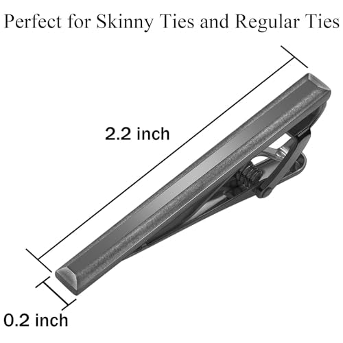 Tie Clip for Men, TAIGRAMA Tie Bar and Tie Pin Clip for Skinny Ties Gold Rose Gold Silver Black, Unique Mens Tie Clip Tie Clasp Suitable for Wedding Anniversary Business Professional and Best Gift - style: Style1-Black