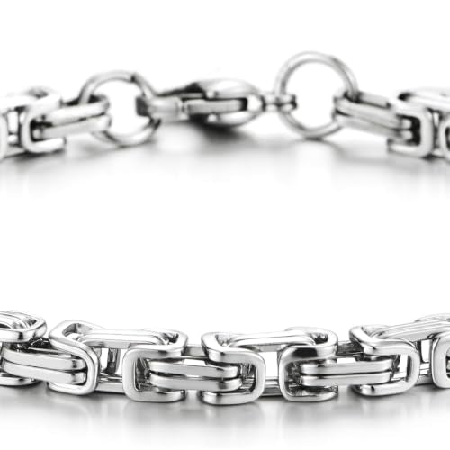 COOLSTEELANDBEYOND Mens Women New Stainless Steel Braided Link Bracelet Polished - color: M-Color: Silver