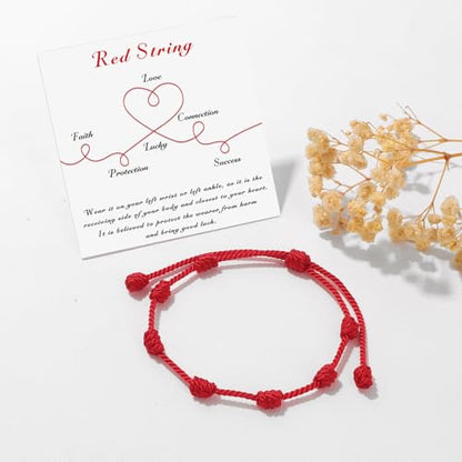 Red String Bracelet for Women Adjustable Gold Heart Initial Bracelets Red Cord Bracelet for Protection and Good Luck, Birthday Christmas Gift - style: No Heart