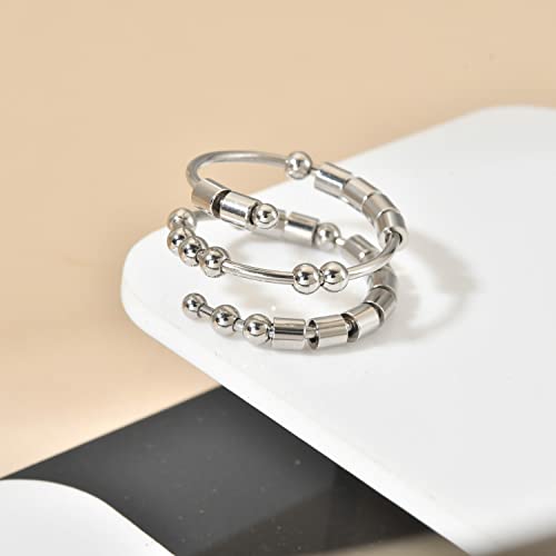 Morse Code Rings for Women, Stainless Steel Spinner Ring Fidget Rings for Anxiety Ring Morse Code Rings Inspirational Gifts Jewelry Women Birthday Graduation Gifts for Best Friends - style: 21 GOD is GOOD