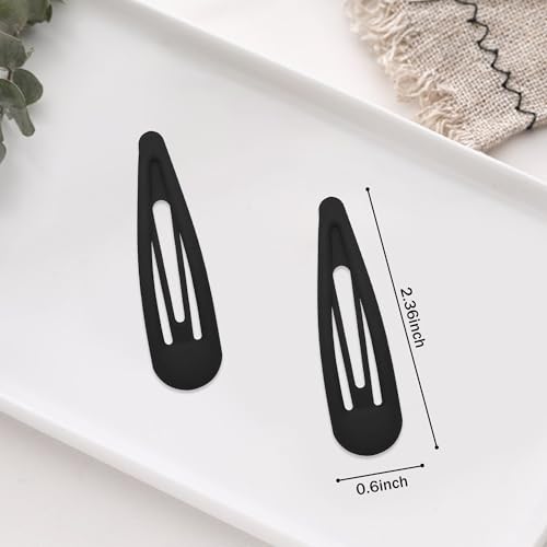 24 PCS 2.36 In Metal Snap Hair Barrettes For Women Water Drop Shape Hair Clips For Thick Thin Fine Hair,Matte Black - color: Matte Black