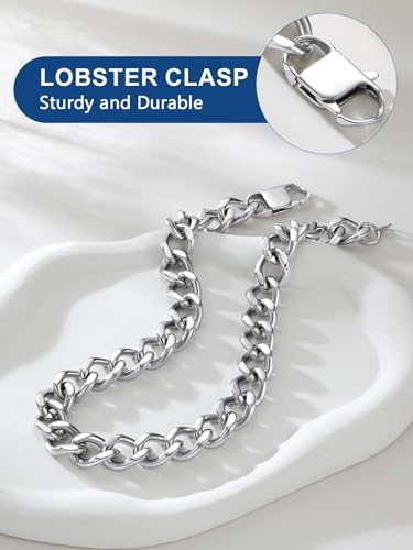 ChainsPro Cuban Link Chain for Women,Stainless Steel Chunky Necklace Silver/Gold Plated Thick Chain Choker, 12/16/20 mm Width,18" and 20" Punk Hip Hop Trendy Non Tarnish Jewelry Gifts - color: Silver, style: 16mm-18"