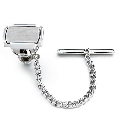 HAWSON Tie Pins Tie Tacks for Men with Chain, Mens Jewelry or Accessories for Wedding Birthday Anniversary Christmas Valentine's Day - color: Silver + Matt Silver