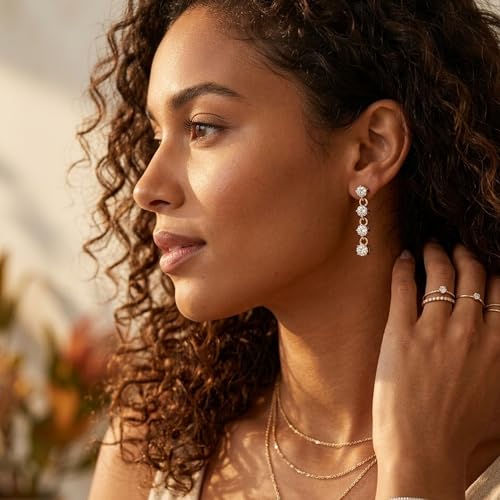 Mchic Dangle Earrings for Women: 18K Gold Plated CZ Drop Earrings Dainty Trendy Hypoallergenic Teardrop Bridal Wedding Style, Sparkly Elegant Dangling Jewelry Gift for Women Bridesmaid Prom Formal - color: Style 1-Gold