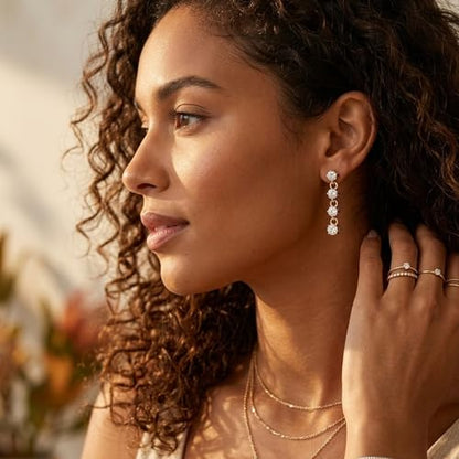 Mchic Dangle Earrings for Women: 18K Gold Plated CZ Drop Earrings Dainty Trendy Hypoallergenic Teardrop Bridal Wedding Style, Sparkly Elegant Dangling Jewelry Gift for Women Bridesmaid Prom Formal - color: Style 1-Gold
