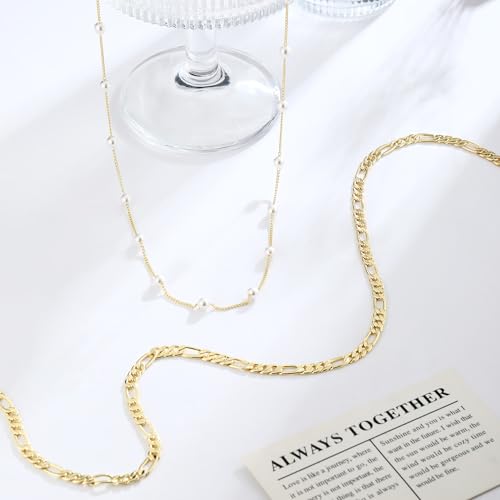2PCS Gold Silver Waist Chain Adjustable Layered Belly Chain Body Chain Jewelry for Women Sexy Bikini Beach Boho Pearl Beaded Cuban Satellite Waist Chains - style: 2PCS-GD-Figaro+Pearl