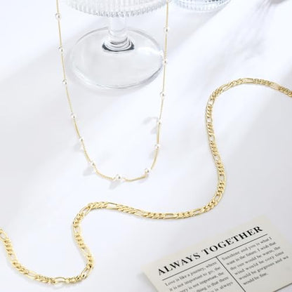 2PCS Gold Silver Waist Chain Adjustable Layered Belly Chain Body Chain Jewelry for Women Sexy Bikini Beach Boho Pearl Beaded Cuban Satellite Waist Chains - style: 2PCS-GD-Figaro+Pearl