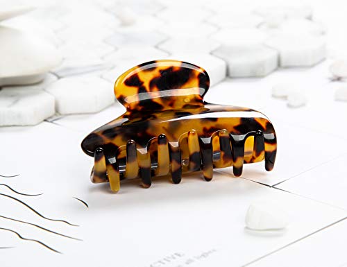 Handmade Celluloid Acetate French Design Barrettes Tortoise Shell Claws Hair Claw Luxury Fashion Accessories Hair Clip for Women (Dark) - color: Dark