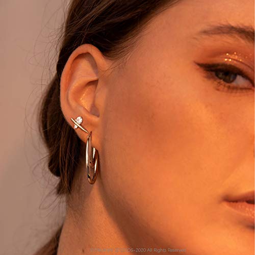 Dremmy Studios Dainty CZ Huggie Hoop Earrings 14K Gold Plated Chunky Simple Cute Thick Round Frill Bead Ball Starburst Cuff Earrings Cubic Zirconia Hoop Earrings Minimalist Personalized Gift for Her - color: Circle B