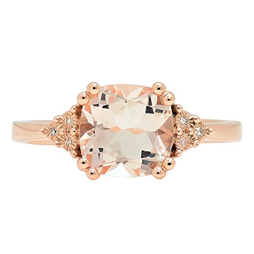 Dazzlingrock Cushion Gemstone Ladies Bridal Engagement Ring | Round White Diamond | 8 MM | 10K Rose Real Solid Gold