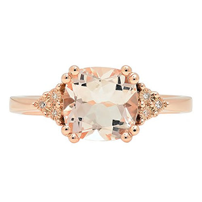 Dazzlingrock Cushion Gemstone Ladies Bridal Engagement Ring | Round White Diamond | 8 MM | 10K Rose Real Solid Gold