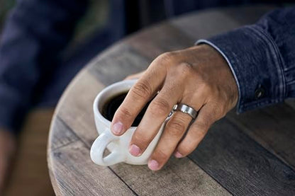 The Ridge Tungsten Rings For Men - Mens Wedding Band - Strong, Durable, and Scratch-Resistant Beveled Ring With Silicone Band - color: Platinum