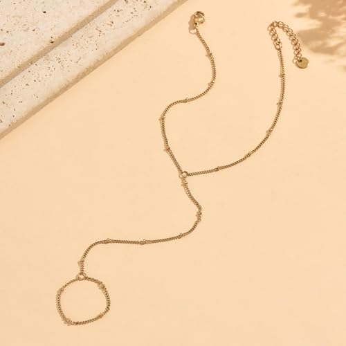 Dainty Gold Adjustable Barefoot Anklet Jewelry for Vacation Wear - color: Satellite-GD