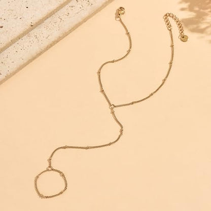 Dainty Gold Adjustable Barefoot Anklet Jewelry for Vacation Wear - color: Satellite-GD