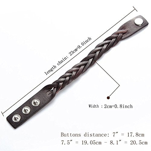 CCBFY Genuine Leather Bracelet Braided Sporty Wide Wristband Punk Jewelry for Men Women - color: 1 Piece - Brown