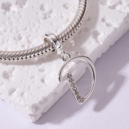 925 Sterling Silver Initial Charm fits Pandora, Gift for Mom Wife | Christmas,Birthday,Mother's Day, Anniversary, Valentine's Day - color: Letter D