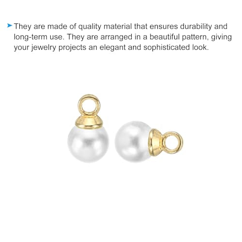 PATIKIL Pearl Charm, 100pcs Pearl Beads Faux Pearl Pendant Charm DIY for Jewelry Making Bracelets Earrings Necklace Crafts - color: Golden White, size: 5mm