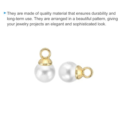 PATIKIL Pearl Charm, 100pcs Pearl Beads Faux Pearl Pendant Charm DIY for Jewelry Making Bracelets Earrings Necklace Crafts - color: Golden White, size: 5mm