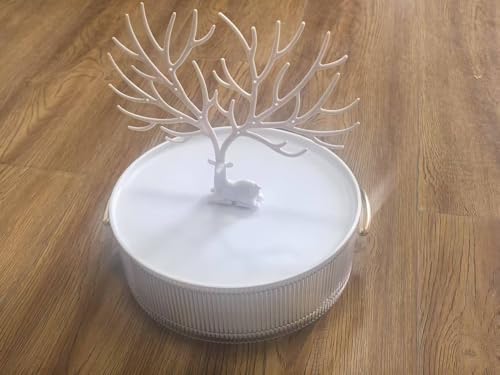 MORE&LESS Antler Striped Rotating Jewelry Storage Box. The antlers can hang earrings, ear studs, bracelets, keys, etc. - color: W-Rotating