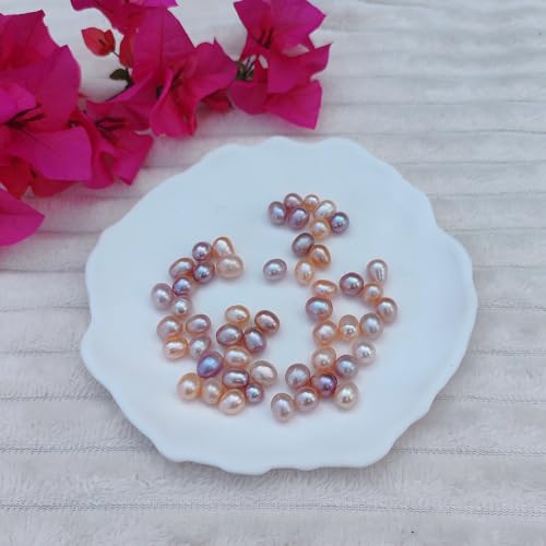 50 Pcs Freshwater Pearl Beads for Jewelry Making AAA 9-10 mm Non-Porous Natural Genuine Real Pearls Beads Oval Pearl Bead Loose Gemstone Bead Crafts Gift for Women,DIY Gifts. - color: 9-10 mm no holes.