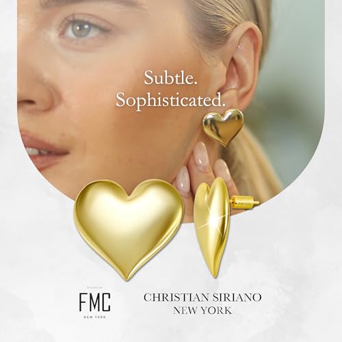 18K Gold Plated Sterling Silver Earrings for Women – Pure & Polished, Twist, Square, Hinged Tube, Abstract & Heart Shape Hoops – Lightweight, Hypoallergenic, Non-Tarnish Jewelry (Sizes: 3x35mm-46x30mm) - color: Gold, size: Heart Shape (25x25mm)