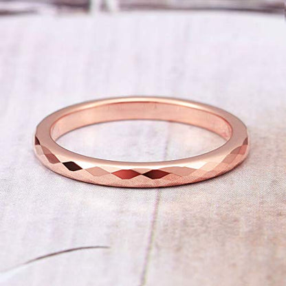 THREE KEYS JEWELRY Tungsten Wedding Band for Men Women Silver Hammered | 2mm, 8mm, Engagement Gift, Comfort Fit, Silver, Hammered - color: Rose Gold 2mm