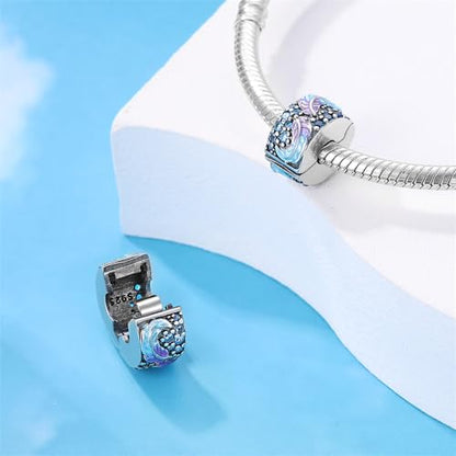 Pandach 925 sterling silver Clip Spacer Charm for Bracelet Clip Lock Stopper Bead Spacer European Openable Beads 2Pcs - style: 2-PAC614