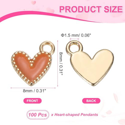 MECCANIXITY Enamel Alloy Heart Charm,Valentine Heart Pendants Love Jewelry Making Charm for DIY Necklace Bracelet Earrings Keychain - color: Orange