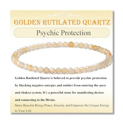 MASSIVE BEADS Natural Genuine Gemstone Beads Healing Crystal Chakra Reiki Jewelry Faceted Round Beads Bracelets 3mm - color: Golden Rutilated Quartz