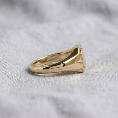 Visoka Men's Personalized Gold Signet Ring Custom Initial - Octagon Engraved Pinky Ring for Men, Stainless Steel Gold Plated, Statement Ring Gift for Boyfriend Groomsmen