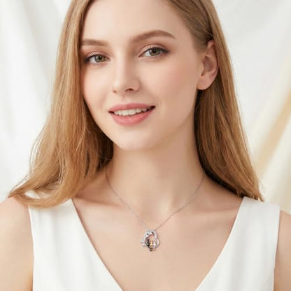 Heart Animal Necklace 925 Sterling Silver Cute Animal Pendant Jewelry Birthday Gifts for Women Girlfriend Mom Animal Lovers - style: 1-5 Three Cat