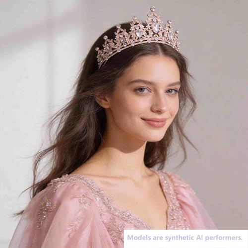 Kamirola - Queen Crown and Tiaras Princess Crown for Women Crystal Headbands for Bridal, Princess for Wedding and Party - color: Gold White
