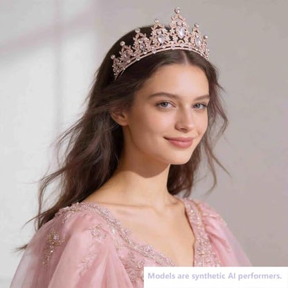 Kamirola - Queen Crown and Tiaras Princess Crown for Women Crystal Headbands for Bridal, Princess for Wedding and Party - color: Gold White