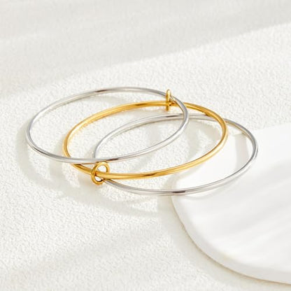 HANRESHE Mixed Metal Bracelet for Women Stack Two Tone Bracelets Trendy Gold And Silver Bracelet Jewelry Gift - color: gold and silver, size: 7.5 Inch