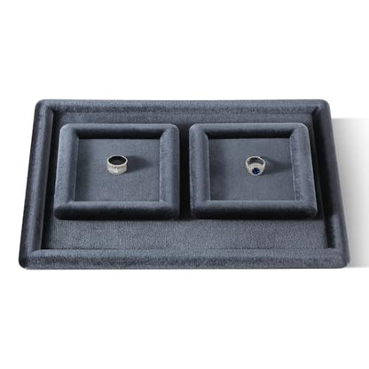 Velvet Jewelry Display Tray for Ring Earrings Necklace Bracelet Flat Tray - color: Gray, size: 5.12 × 5.12 in