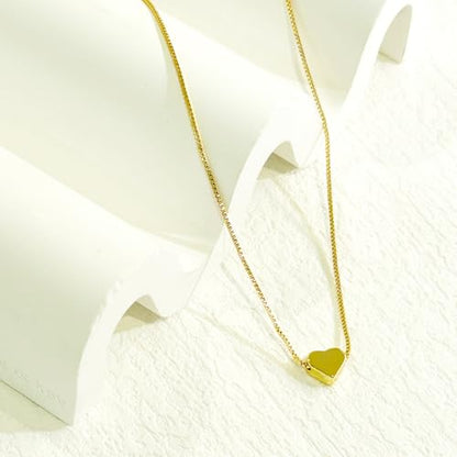HERIER Cute Heart Necklace Dainty 18k Gold Plated Tiny Heart Pendant Choker Necklaces Small Gold Love Open Heart Chain Necklace for Women Simple Gold Necklace for Women Trendy Jewelry - color: Box Chain Heart-Gold