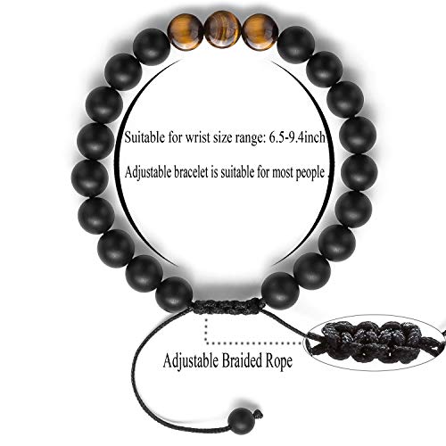 Men Women 8mm Tiger Eye Stone Beads Bracelet - color: Matte Tiger eye-21018