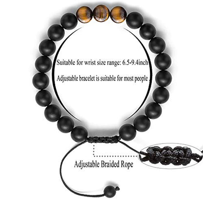 Men Women 8mm Tiger Eye Stone Beads Bracelet - color: Matte Tiger eye-21018