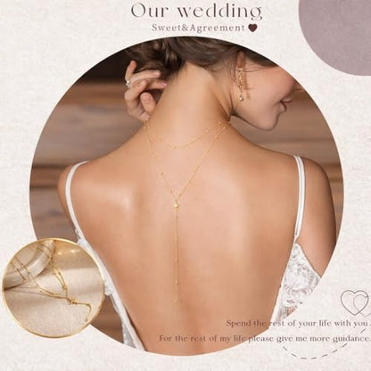 Lariat Necklaces for Women - Dainty Long Necklace Trendy 14K Gold Plated Hypoallergenic Layered Long Y-Shape Sunburst CZ T-Bar Pendant Drop Chain Necklace Set for Women Non Tarinsh Jewelry - style: layered bead sunburst-gd