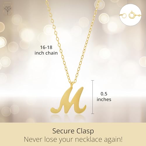 MAX + STONE 10k Solid White or Yellow Gold Dainty Script Initial Extendable Necklace, 16+2 inches - style: 10k Yellow Gold / Letter E