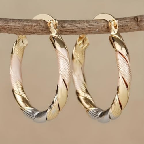 White Gold & Gold Plated Twisted Hoop Earrings for Women Daily Evening Parties Wear Lightweight Jewelry Earring Gift for Her