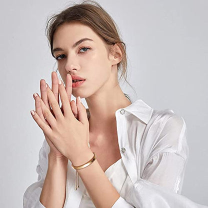 14K Gold Bracelets for Women Adjustable Slider Bracelet Bangle Bracelets for Women Trendy Chain Bracelet - color: Gold Smooth