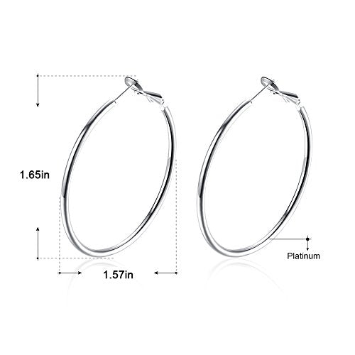Gold Hoop Earrings,18K Gold Plated Rounded Hoops Earrings for Women - color: white-Rounded-1.8"